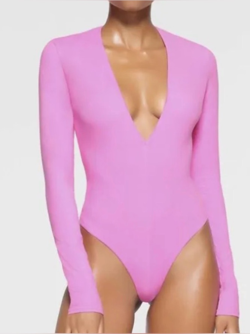 💜 SKIMS Fits Everybody Plunge Bodysuit | Neon Orchid | Sz M | NWT 🏷️